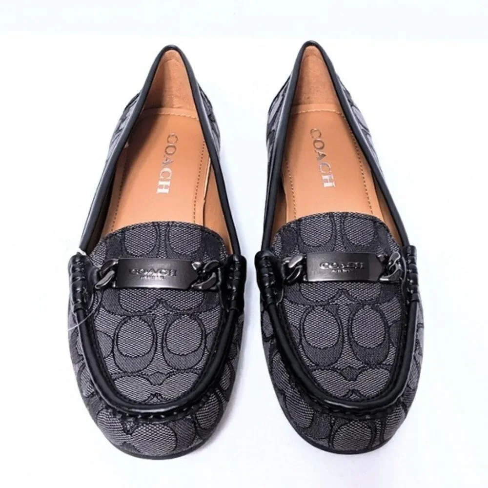 NIB COACH Olive Outline Sig C Jacquard Loafers